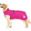 MOREZI Giacca impermeabile per cani, tessuto esterno impermeabile, fodera in pile, bordino riflettente e cintura in vita regolabile, adatta a cani di taglia media e grande-Rosa-M