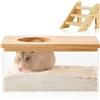 GENCAM Contenitore per vasca da bagno di sabbia per criceti con scaletta per animali domestici, in acrilico trasparente, per criceti e conigli