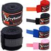 TrySalar Guantoni interni per pugilato, 2,5 m, fascia elastica in tessuto, con passante per pollice, polsi e nocche, cinghie di protezione per muay thai, MMA, kickboxing, arti marziali, sollevamento pesi,