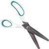 BambooMN JubileeYarn - Cesoie da taglio professionali per rosellatura, 23 cm, in acciaio INOX seghettato, bianco e blu, 1 paio