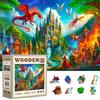 WOODEN.CITY Puzzle in legno da 1000 pezzi, castello di drago fantasy, 54 x 39,4 cm, prodotto in UE