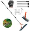 HEYIDAMAI Scarificatore rastrello con manico 170 cm, rastrello da taglio da giardino, rastrello per scarificare, scarificatore manuale regolabile, rastrello per la pulizia di totem erba, per giardino, cortile