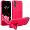 kwmobile 1x Custodia Compatibile con Apple iPhone 17 - Cover Supporto Dita - Back Case per Smartphone - Protezione Gommata Rosa Shocking