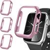iVoler 3 Pezzi Cover Rigida PC per Apple Watch Series 9 8 7 45mm (Senza Pellicola Protettiva), Ultra Sottile Custodia Antiurto e Anti-Graffio Bumper Case, Rosa Chiaro