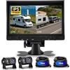 VECHTEL 1080P 2*telecamera posteriore Cavo con monitor IPS da 7 pollici,2 schermi divisi,telecamera posteriore AHD IP69 per visione notturna per auto SUV,camion,camper con visiera parasole,cavo 2*15M