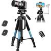 Victiv Treppiede Fotocamera 49-188cm per Sony Canon Nikon, Treppiedi Smartphone con Supporto Telefonico e Telecomando, Cavalletto Smartphone e Macchina Fotografico Portatile da Viaggio- Blu