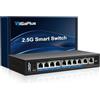 GigaPlus Switch Ethernet non gestito a 10 porte 10Gb con 8 porte Base-T 2.5G, 2 porte RJ45 10G. Capacità di commutazione 80Gbps, switch di rete GiGaPlus 10Gbps per NAS/PC 2.5G/10Gbps, Router WiFi6