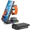 NeotrixQI Caricatore Wireless per Samsung, Caricabatterie da Viaggio Pieghevole per Samsung Galaxy S25 Ultra/S24/Z Flip 6, Wireless Charger 3 in 1 per Galaxy Watch Ultra/8/7/6, Galaxy Buds 2 (Nero)