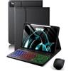 MicroTunk Per iPad Air 13 Pollici (M4 2026/M3 2025/M2 2024)/ iPad Pro 6a/5a/4a/3a Generazione 12,9 Pollici Cover Con Wireless Bluetooth Retroilluminati Italiano Tastiera (QWERTY) e Mouse Backlit Keyboard Case