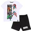 Popgear Marvel Comics 4 Ready for Action-Set di Pantaloncini e Magliette, Colore: Bianco/Nero Moda, 7-8 Anni Bambini e Ragazzi