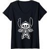 Disney Donna Disney Stitch Halloween scheletro Maglietta con Collo a V