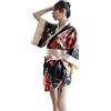 HNYBD Vestaglia da donna giapponese Kimono sexy tradizionale Lingerie Yukata Costumi da donna Pigiami, Nero , Taglia unica