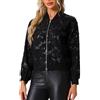 Allegra K Donna Giacca Elegante con Paillettes, Manica Lunga, Cerniera, Giacca Blazer da Festa Scintillante Nero S