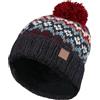 Pachamama Berretto da uomo in lana con pompon foderato in pile a mano rosso fairisle taglia unica fatta a mano extra caldo Pachamama commercio equo e solidale