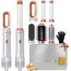 UKLISS Spazzola ad Aria Calda, Hair Styler 6 in 1 Set con Asciugacapelli Ionico, Arricciacapelli Automatico, Hair Dryer, Thermal Brush, Hair Straightener, Set Regalo per Donne Ricci, Lisci - Bianco