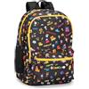 COMIX Scomix by Sio - Zaino Scuola per Bambini e Ragazzi, con Ampi Scomparti Centrali, Tasca Frontale, Tasche Laterali in Rete, Chiusura a Zip e Spallacci Regolabili, 32x43Hx23 cm, 31 L, Nero
