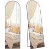 SONGMICS Specchio a Figura Intera, 160 x 50 cm, Specchio da Terra ad Arco con Supporto, Cornice in Lega di Alluminio, Vetro Temperato, Camera da Letto Soggiorno, Nero Inchiostro LFM031B01