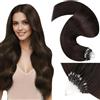 LaaVoo Extension Microring Capelli Veri Leggeri Invisibili 50g | Castano Scuro, Remy Umani, Uso Quotidiano, 35cm, 50 ciocche Colore 2