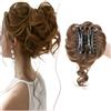 SEGO Chignon Finto per Capelli con Clip Elastico Sintetica Ondulato Finti con Posticci Ciambella Messy Hair Bun 55 G Castano chiaro misto biondo cenere #6T27