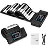 POGOLAB Tastiera pianoforte arrotolabile a 61 tasti, pianoforte portatile con 15 demo/128 toni/128 ritmi/altoparlante/uscita MIDI, pianoforte arrotolabile pieghevole ricaricabile per principianti