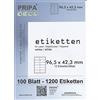 pripa Etichette autoadesive formato 96,5 x 42,8 mm, 3 mm, 100 fogli DIN A4