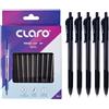 CLARO Trion Grip RT - Penne a sfera retrattili, colore nero, punta fine (0,7 mm), confezione da 10, penne a sfera liscia, perfette per scuola, ufficio, casa, uso quotidiano