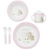 Bieco Set Pappa con Animali | Set 5 Pezzi in Melamina | Stoviglie per Neonati e Bambini | Pappa Neonato | Rosa