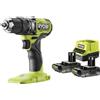 Ryobi Trapano Avvitatore a Percussione 18V ONE+ Brushless, Mandrino in Metallo 13 mm, Coppia 54 Nm, 2 Batterie 2.0Ah, Caricabatterie, Borsa, Inserti, RPD18BL1‑2C20S