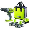 Ryobi R18PD3-215S Trapano Avvitatore a Percussione a Batteria 18V ONE+, Include Due Batterie 1.5Ah, 24 Regolazioni di Frizione, Luce LED, per Legno, Metallo e Muratura