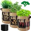 Florelf Visible Strawberry Sweet Potato Grow Bags 7 Gallon with Flap Window 3-Pack, Heavy Duty Thickened Aeration Nonwoven Fabric Pots with Handles, Come with 3-Pcs Plant Labels&Lens Hoods
