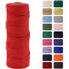MOMAHUA 3mm Cotone Macramè 100% Naturale,Rosso 100m Filato Non Sbiancato Senza Chimici per DIY, Bomboniere, Decorazioni - Cordame in Cotone per Crafts