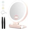 B Beauty Planet Specchio trucco con luci,doppio lato portatile illuminato trucco bellezza specchio (Rosa-30x Specchio Di Vanità Illuminato)