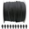 JYC Creative 20 Metri di Chiusure Lampo in Nylon n.3 + 25 Cursori Automatici Tiretti in Metallo, Cerniera per Cucire su Vestiti e Tessuti, Nero 332