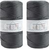 Makromecity 2 Filamenti di Filato Macramè 2mm x 230m in Poliestere, Filo di Macramè in Polipropilene per Artigianato, Decorazioni per la Casa, Tovagliette, Borsa a Tracolla, Cordino per Ciuccio, 20