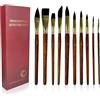 LUMITERRA Set di 10 Pennelli Professionali, Alto Assorbimento, Pennello Fine, Pennelli per Dipingere, per Pittura Acrilica, Ad Olio, a Guazzo e Ad Acquerelli, per Artisti, Adulti e Bambini