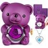 Aloskart Orso con Rosa Eterna e Collana a cuore, Orsetto con Rosa Eterna Stabilizzata, Regalo San Valentino per lei, Idee Regalo Donna Compleanno, Regalo per Mamma Moglie Fidanzata Figlia