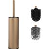 DAZI scopino bagno wc metallico, scopino wc oro champagne spazzolato con 2 spazzolone bagno wc a manico lungo per una pulizia profonda del lavandino