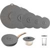 Dilireba 5 Pezzi Coperchi in Silicone, Coperchi Universali in Silicone, Coperchi A Ventosa, Per Ciotole, Tazze, Padelle e Forni a Microonde (Grigio)