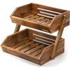 G.a HOMEFAVOR Cesto per Frutta Porta Frutta 2 Piani in Legno Di Acacia Cestino Frutta Cucina Alzatina Portafrutta a Ripiani per Verdura Snack
