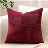 Sungeek 1 Pezzi Federe Cuscini 45x45 in Morbido Velluto a Coste, Fodere per Cuscini Decorativi con Motivo a Strisce e Patchwork Croce Copricuscini Cuscino per Divano Letto Soggiorno, Bordeaux