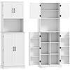 HOMCOM Credenza da Cucina Alta Stile Country, 2 Armadietti e 8 Portaspezie, 60x40x181.5 cm, Bianco | Aosom Italy