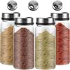 APACALI 4 barattoli per spezie con coperchio girevole, spargitore di spezie grande, saliera 200ml, spargitore di spezie in vetro con 3 tipi di fori per spezie, barattoli per spezie in vetro