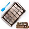 CHEDODU Brownie - Padella rettangolare con divisori, in acciaio al carbonio, resistente, antiaderente