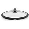 Castey TAPADERA DE Cristal DE 22 CM ARO DE SILICONA POMO INOXIDABLE