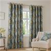 furn. Tenda oscurante con occhielli Wylder Ophelia, coppia - Tende jacquard con motivo floreale botanico audace (blu/zafferano - 137 x 168 cm - 2 pannelli)