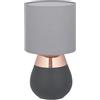 Relaxdays Lampada da Tavolo, Abat Jour Paralume in Tessuto e Base Acciaio, E14, HxD: 32x18 cm, Luce Comodino Letto, Rame