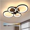 Goeco Comely Plafoniera Soffitto Dimmerabile 4 Circolare, 42W 4725 LM Lampadario Moderno con Telecomando 3000K-6500K, Lampada LED Soffitto per Soggiorno Camera da Letto Cucina, Bianc