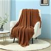 CREVENT Coperta lavorata a maglia per divano, sedia, letto, decorazione per la casa, morbida, calda, accogliente, leggera, per primavera estate (127 x 152 cm, caramello)