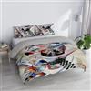 Italian Bed Linen Parure Copripiumino Matrimoniale "Sogni d'Autore" 100% cotone, Made in Italy, 250×200 cm con Doppia Patella 50 cm + 2 Federe 50×80 cm con Patella Interna, Stampa Digitale - SD62