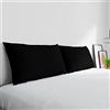 Italian Bed Linen Coppia Federe Max Color 100% cotone, Made in Italy, 50x80 cm con patella interna, Tinta Unita - NERO